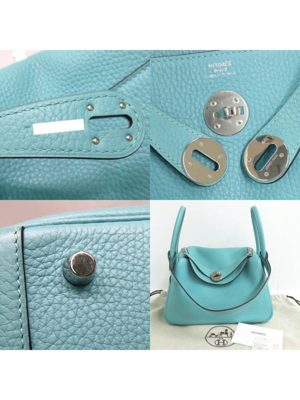 Hermes Lindy 26 Blue Heart Taurillon Clemence Handbag - Picture 9 of 9